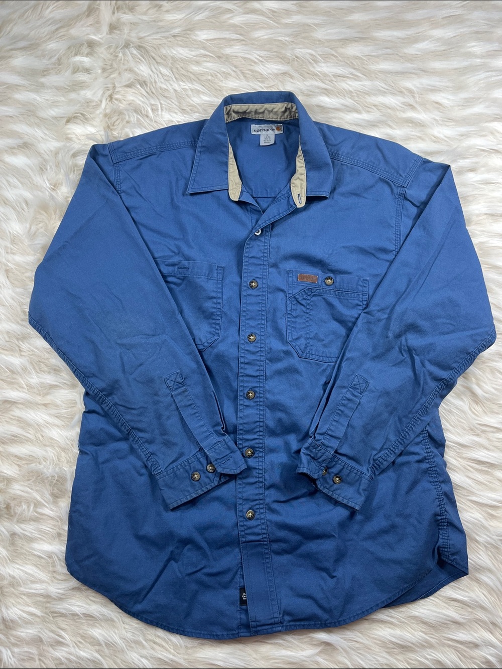 Carhartt Western Shirt L Blueish Gray Patch Ghosting